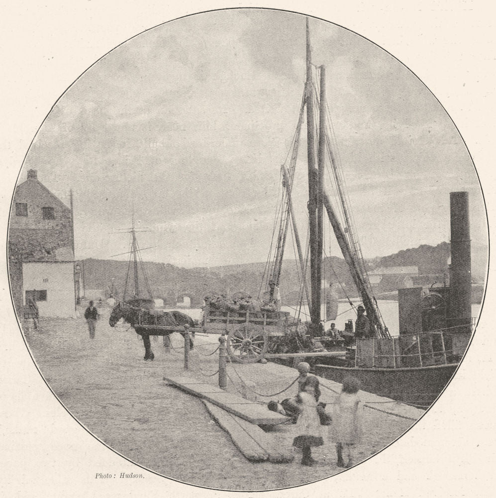 WALES. Carmarthen Quay 1901 old antique vintage print picture